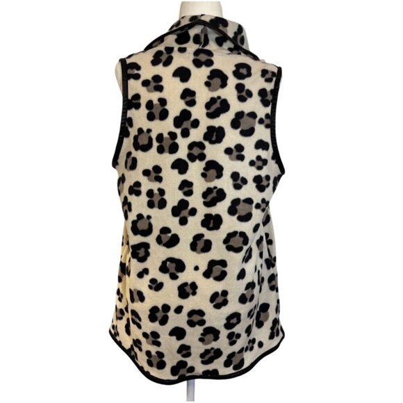 Simply Southern Womens Sleeveless Fleece Leopard Print Open Front Vest S - Picture 2 of 6